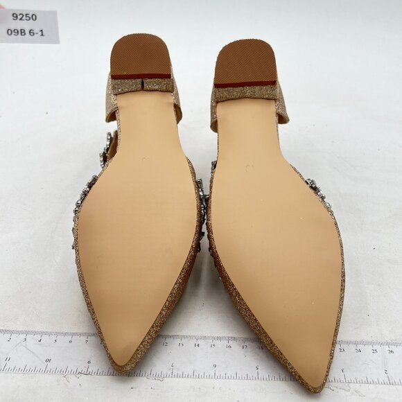 XYD Rose Gold Glitter Pointed Toe D'Orsay Wedding Sandal Sparkly Rhinestone Shoe - Picture 7 of 8